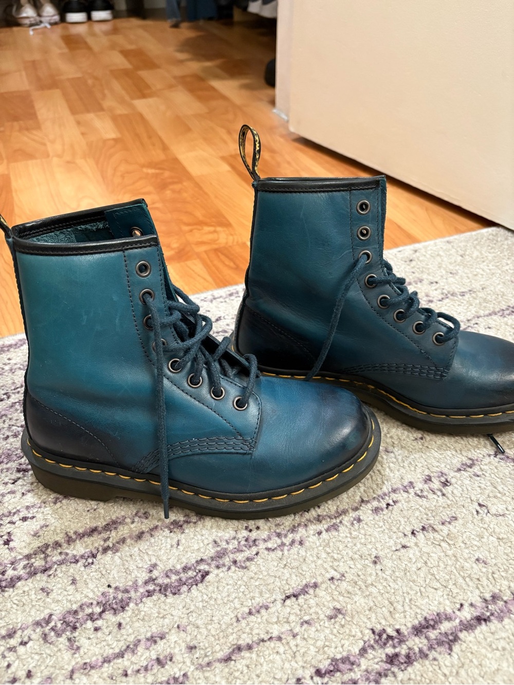 Dr Marten Teal Leather Lace-Up Boots